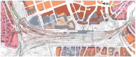 Figure 3 : Graphical representation of the relative accessibility of the vertexes of Ulm´s bus transportnetwork In order to establish a perfect link for all the transport modes, the bases for a public tendering process were set to present a project for the station and its urban surroundings. The project included the station's general layout, with 2,000 m² for railway functions, 5,000 m² for retail sale and 2,000 m² of service areas. The general public was given the opportunity to participate in the tendering process through different local actions. The actions started to be developed on 1 st October 2004 and are ongoing at present; the estimated total cost amounts to 160 million euros and have a priority objective: a new positive definition of life in the city.