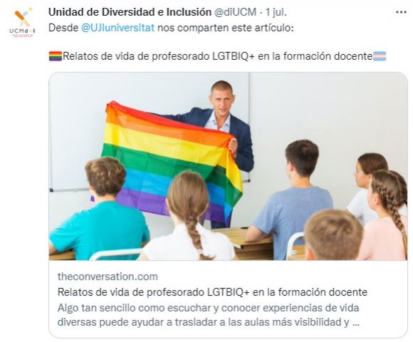 Figure 1: Tweet from @diUCM during Pride