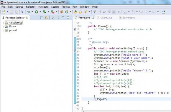 Figure 6: Eclipse development environmentThe use of IT tools in the teaching of technical disciplines is fundamental and to better understand the functions of the various software, there is often the need to produce educational material in an innovative form and possibly use virtual classes, sharing films, documentaries, and handouts, or other material.