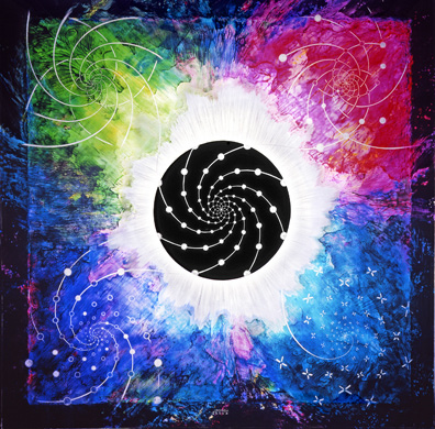 Fig. 3 : A Vast Consilience, 2004, acrylic on .95 cm Plexiglas, white engraved lines: 121.9 cm square