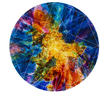 Fig. 4 : Paradox, 2014, acrylic painting on .32cm Plexiglas sheet, 76.2cm diameter, backlit.