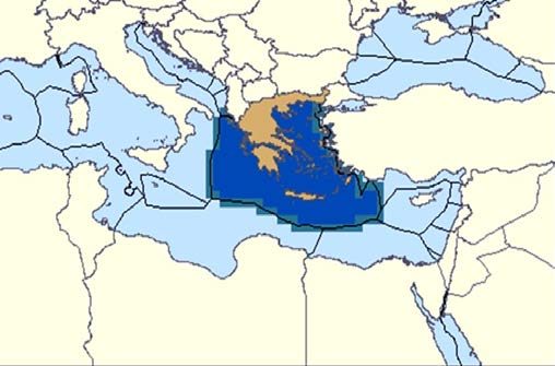 Figure 5 : The EEZs of Soustheastern Mediterranean based on the principle of equidistance / median line (Greek supported view)