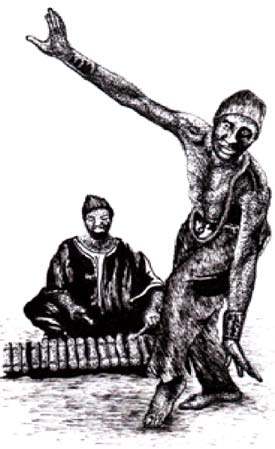 Figure 7 : Drawing of a squatting figure c) Key difficulties identified 1) The drawn figure is squeezed into the space provided which depict limited sizes and proportions shown in relation to the observed subject; whereas drawn oranges in Figure 6 are disproportional. The drawings show the use of multiple lines.Drawing in Year 4