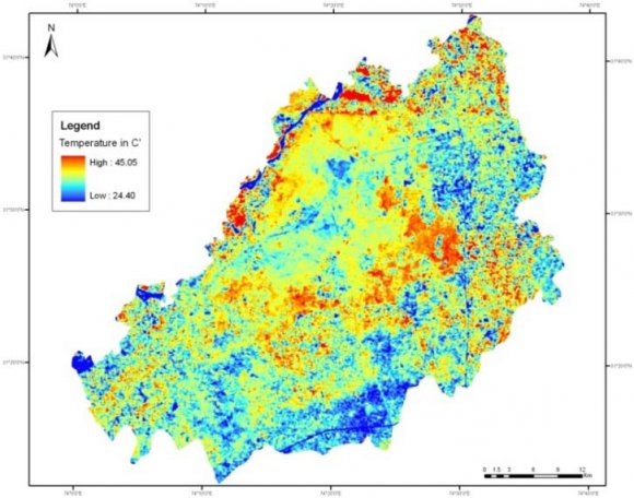 Figure 9 : Population density distribution in Lahore