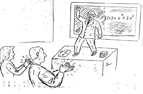 Fig.1: An Enthusiastic, Exuberant Teacher; Who had Simply Lost himself on the Chair, in a perfect mise en scène (illustration by the author)