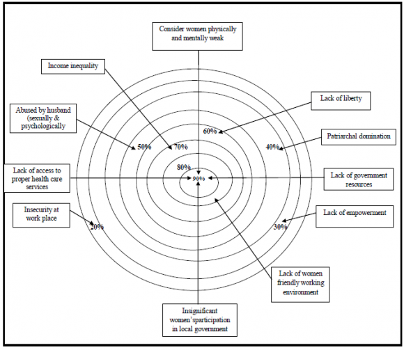 Figure 1: Nature of social exclusion faced by female slum dwellers b) Access to Basic Services and Feminization of Exclusion Slums are considered as spatial symbolization of urban poverty, social exclusion and improper urban governance policy(Sclar and Northridge, 2003). Slums are also characterized by poorly structured houses, poor environmental management, inhuman standard of living, etc(Harpham, 1986). As a human being and citizen of the country slum women should have access to basic services likewise people of all other sectors of the society. Slum dwellers, especially women does not have proper or adequate access to basic services, like health care services, access to political institutions and job opportunities(Unger and Riley, 2007). Findings of this study show that participants experienced irregular right to entry into basic services. For clear understanding and precise discussion we have categorized and summarised those sectors. First of all, we found patriarchy as a barrier for female slum dwellers to enjoy access to basic services. Participants mentioned that they were not able to contribute in family decision making. More clearly, their opinions regarding their family affairs were not given priority. A great majority of the participants opined that women were both mentally and physically weak to do hard task. So they were only