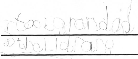 Figure 2.a: Two example scored scripts on entry to Reception 2012