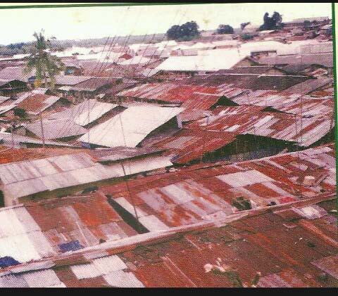 Figure 2.4: Aerial View of Iwo -Ukpun Community in Ibeno Local Government Area, Akwa Ibom State Encircled by Oil Pollution and Gas Flaring.