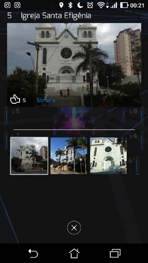 Figure 8: Comparison screen of Pokémon Go and Ingress interfaces This similarity between the spatiality of Ingress and Pokémon Go were identified in other portals as it is on Figure 9, with both games interface. The first picture on figure 9 is the Pokémon Go screen while the other is Ingress screen.