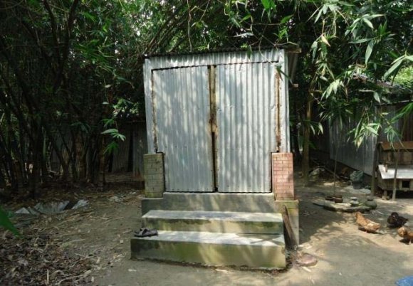 constructed at water scarce Barind union of Nizampur under Nachole upazila that is also feasible for other areas where seasonal flood does not inundate the land area to use the composted dry excreta as fertilizer.