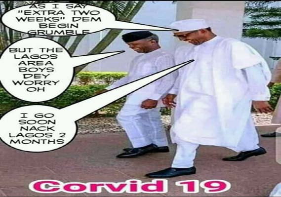 Internet meme was used to ridicule Nigerian doctors of incompetence in handling Covid-19 cases in the country. The importation of the Chinese doctors into Nigeria is a big slap to Nigerian doctors. Some lamented that Nigerian citizens are also in China, but why can't Nigerian doctors be sent to China to take care of Nigerian citizens that are affected with Covid-19. Within this context, Internet meme was used to ridicule the Nigerian government, while some said the decision is purely based on politics and not to protect the lives of Nigerians.Internet Meme on Facebook April, 2020Another internet meme was used to show how Kaduna tightens lockdown on Eid especially the trucks that were coming from Kano to Kaduna. It is on record that most of the Coivd-19 patients tested positive in the state were the Almajiris (Islamic pupils) repatriated from Kano to Kaduna as well as other people from Kano coming into the state. The meme shows that the youth, traveling from Kano to Kaduna were hiding inside a truck loaded with cattle, as most states in Nigeria have banned people and vehicles from entering their states as a measure to halt the spread of the novel coronavirus.VIII.