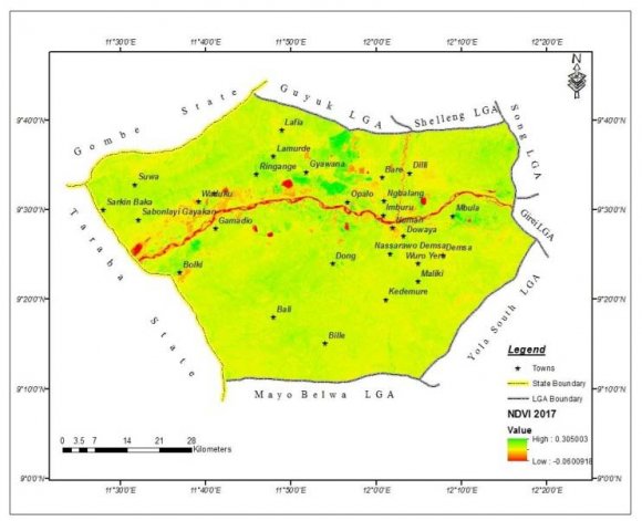 Figure 3.2 a: NDVI analysis of 1986 Figure 3.2 b: NDVI analysis of 2001