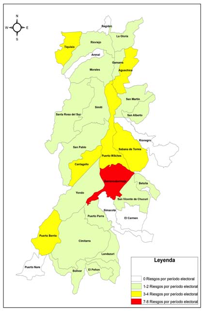 Figura 3: Índice de presión municipios del Magdalena Medio (2007-2019)