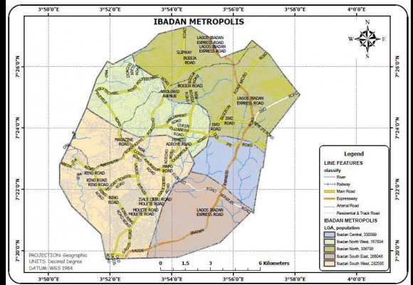 Figure 1a : Integrated Map of Ibadan Metropolis.