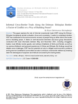 Informal Cross-Border Trade along the Eritrean-Ethiopian Border: A Factor of  Conflict or a Way of Building Peace?