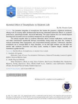 Harmful Effect of Smartphone in Students life