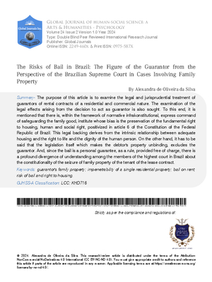 The Risks of Bail in Brazil: The Figure of the Guarantor from the Perspective of the Brazilian Supreme Court in Cases Involving Family Property