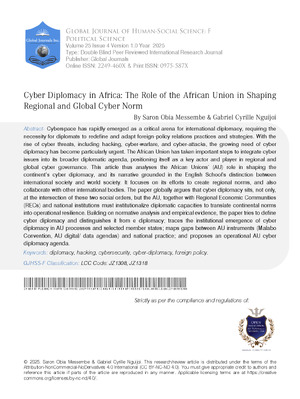 Cyber Diplomacy in Africa: The Role of the African Union in Shaping Regional and Global Cyber Norm
