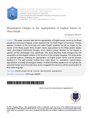 Phonological Changes in the Appropriation of English Names by Masa People