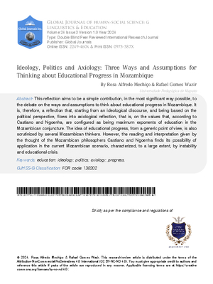 Ideology, Politics and Axiology: Three Ways and Assumptions to Think about Educational Progress in Mozambique