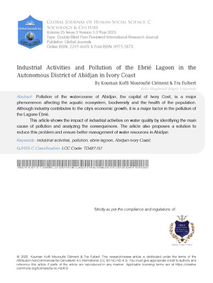 Industrial Activities and Pollution of the Ebrié Lagoon in the Autonomous District of Abidjan in Ivory Coast