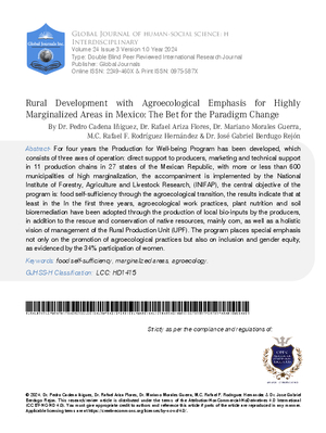 Rural Development with Agroecological Emphasis for Highly Marginalized Areas in Mexico: The Bet for Paradigm Change