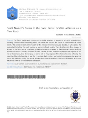 Saudi Women's Status in the Social Novel Ibrahim Al-Nassir as a Case Study