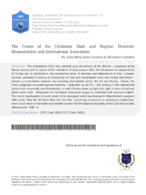The Future of the Ukrainian State and Regime: Domestic Disassociation and International Association