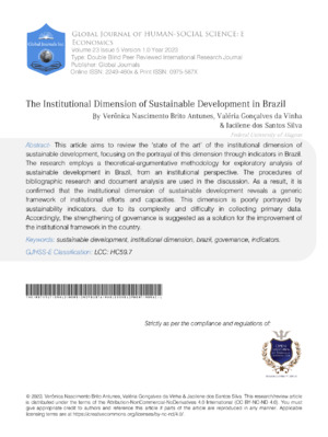 The Institutional Dimension of Sustainable Development in Brazil