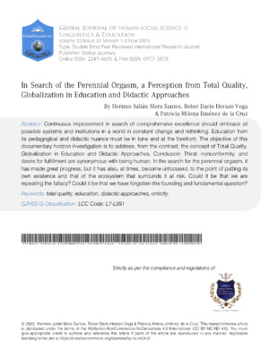 In Search of the Perennial Orgasm, a Perception From Total Quality,  Globalization in Education and Didactic Approaches