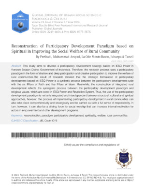 Reconstruction of Participatory Development Paradigm Based on Spiritual Principles for Improving the Social Welfare of Rural Communities