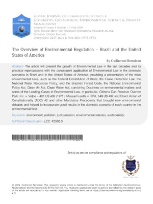 The Overview of Environmental Regulation - Brazil and the United States of America