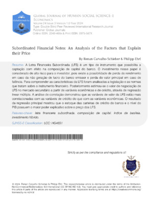 Subordinated Financial Notes: An Analysis of the Factors That Explain Their Price