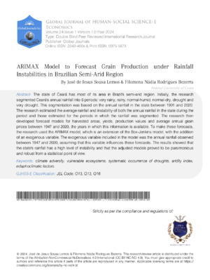 ARIMAX Model to Forecast Grain Production Under Rainfall Instabilities in Brazilian Semi-arid Region