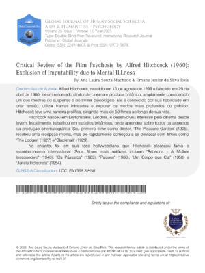 Critical Review of the Film Psychosis by Alfred Hitchcock (1960) Exclusion of Imputability due to Mental ILLness