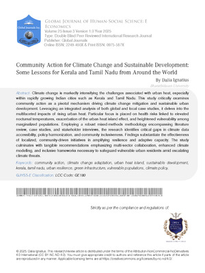 Community Action for Climate Change and Sustainable Development: Some Lessons for Kerala and Tamil Nadu from around the world