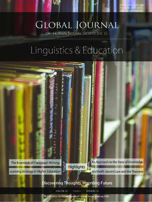 GJHSS-G Contrastive linguistics & Education: Volume 22 Issue G5