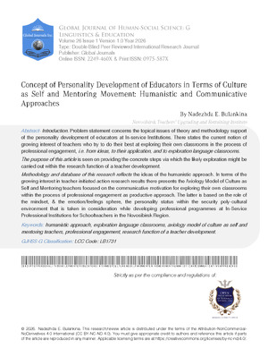 Concept of Personality Development of Educators in Terms of Culture as Self and Mentoring Movement: Humanistic and Communicative Approaches