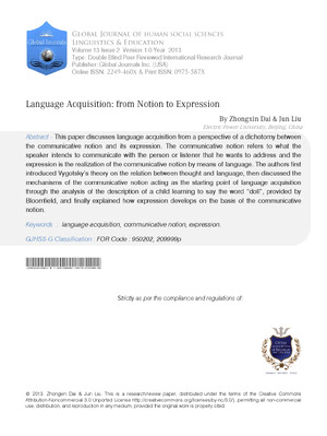 Language Acquisition: From Notion to Expression