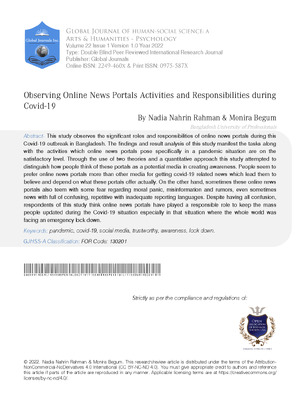 Observing Online News Portals Activities and Responsibilities During Covid-19