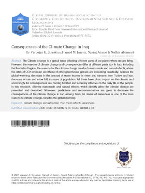 Consequences of the Climate Change in Iraq
