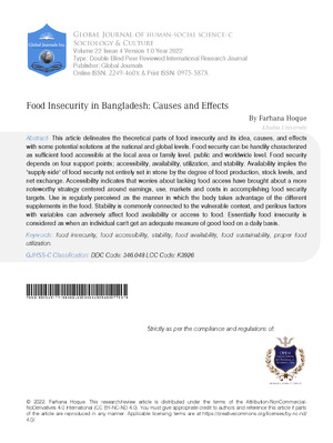 Food Insecurity in Bangladesh: Causes and Effects