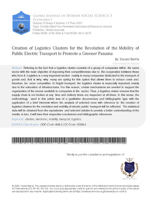 Creation of Logistics Clusters for the Revolution of the Mobility of Public Electric Transport to Promote a Greener Panama