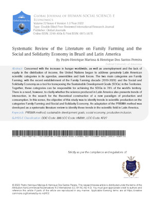 Systematic Review of the Literature on Family Farming and the Social and Solidarity Economy in Brazil and Latin America