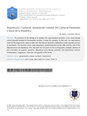 Hegemonía y Carnaval: Apropiación Cultural Del Carnaval Panameño A Inicio De La República