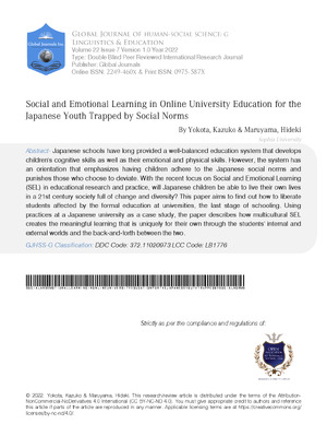 Social and Emotional Learning in Online University Education for the Japanese Youth Trapped by Social Norms