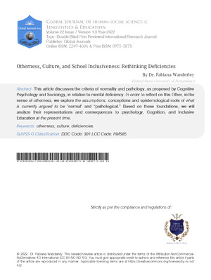 Otherness, Culture, and School Inclusiveness: Rethinking Deficiencies