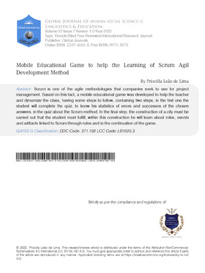Mobile Educational Game to Help the Learning of Scrum Agil Development Method