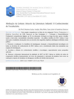 Mediação da Leitura através da Literatura Infantil: O Conhecimento do Vocabulário