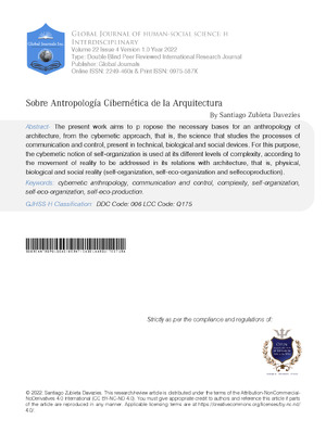 Sobre Antropología Cibernética de la Arquitectura